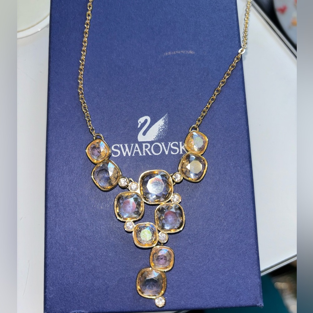 Colored Stone Swarovski Necklace with original box